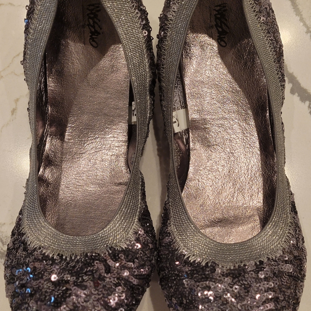Massimo Silver Sequin Ballerina Flats 8 1/2